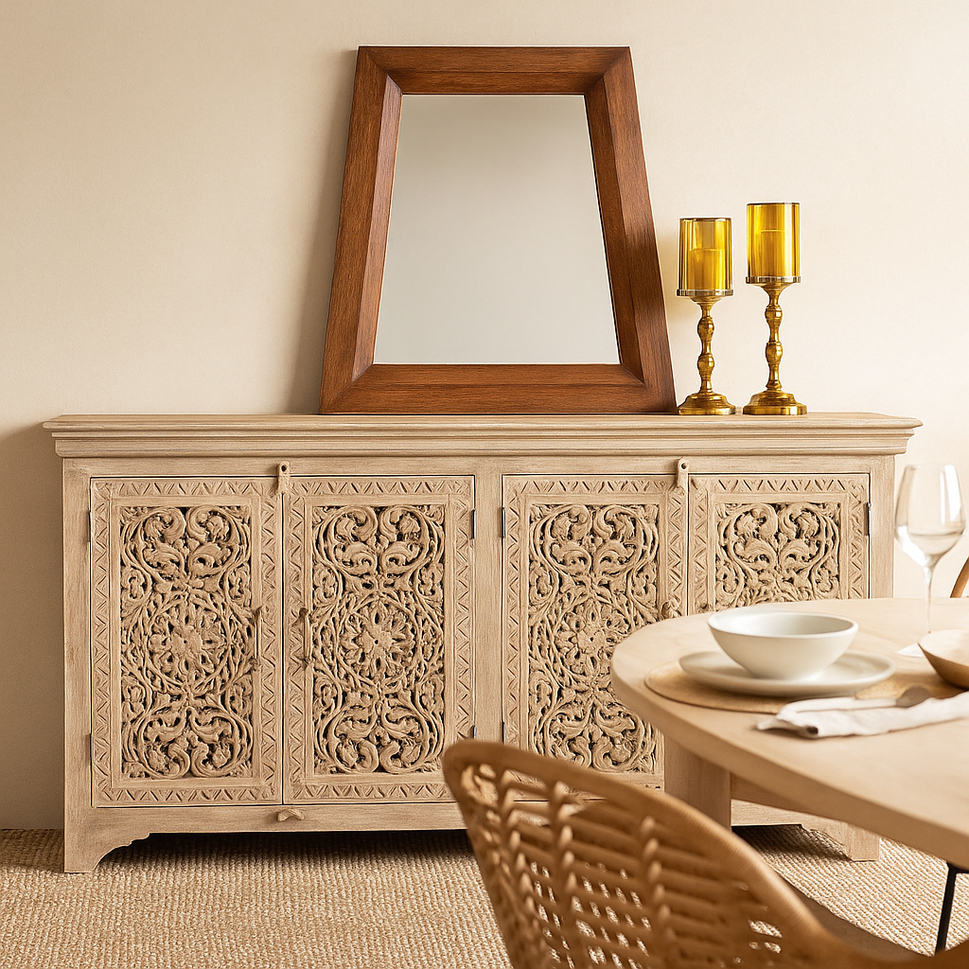 Riva Hand Carved Wooden Sideboard