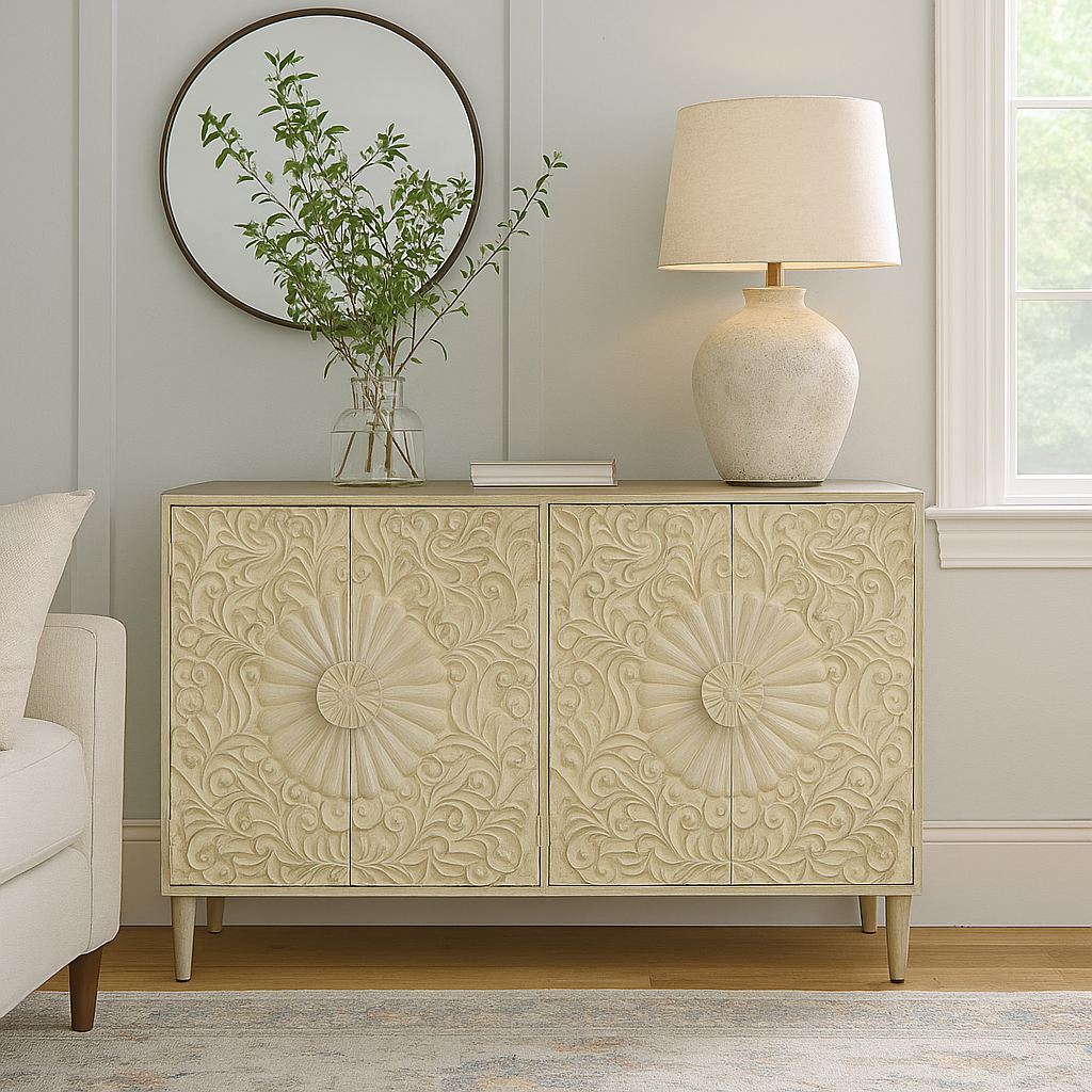 Evie Hand Carved Side Board