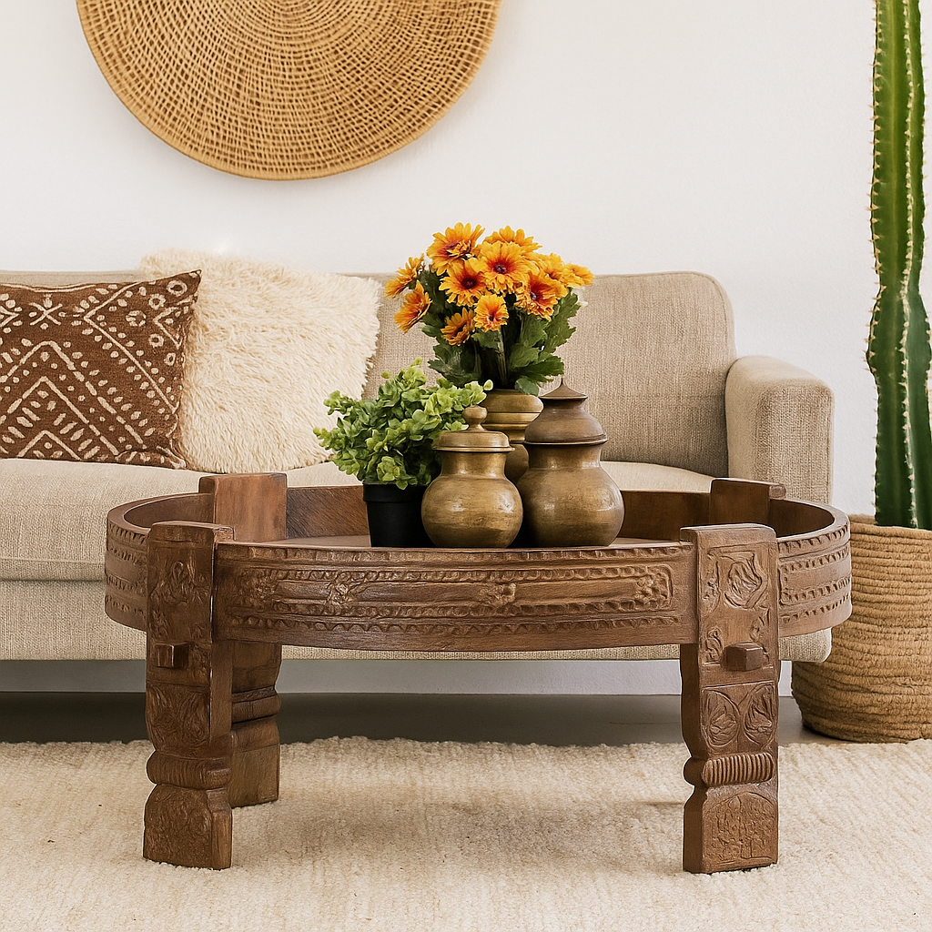 Leon Carved Chakki Table