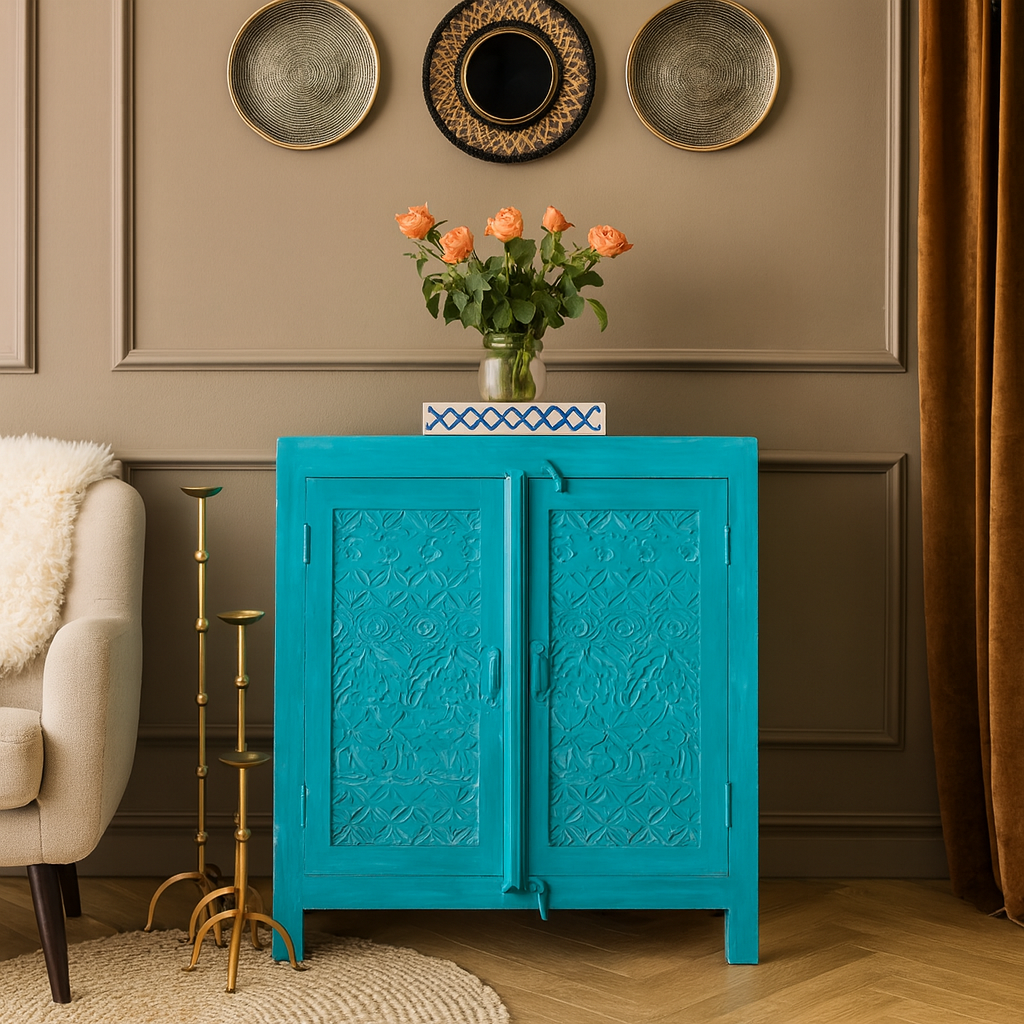 Nancy Carved Wooden Chest