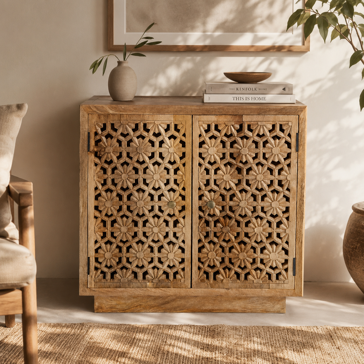 Gracie Hand Carved Cabinet