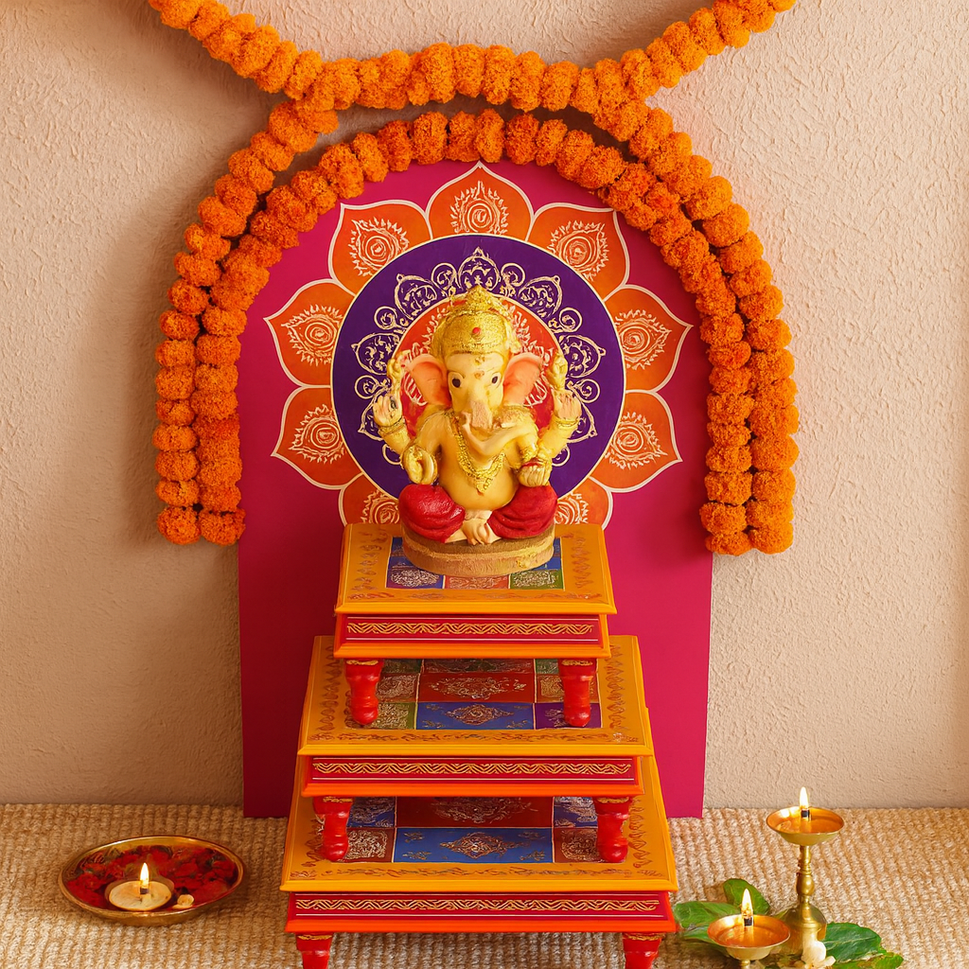 Marie Hand Painted Wooden Stool