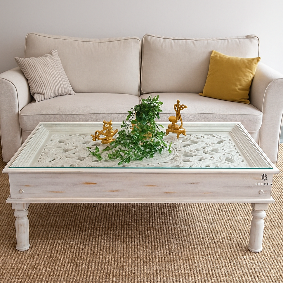 Ecbert Wooden Carved Coffee Table