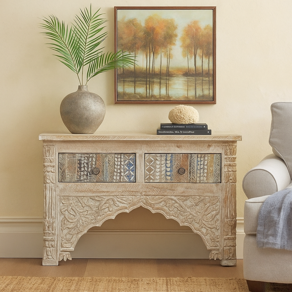 Alfano Hand Carved Console Table