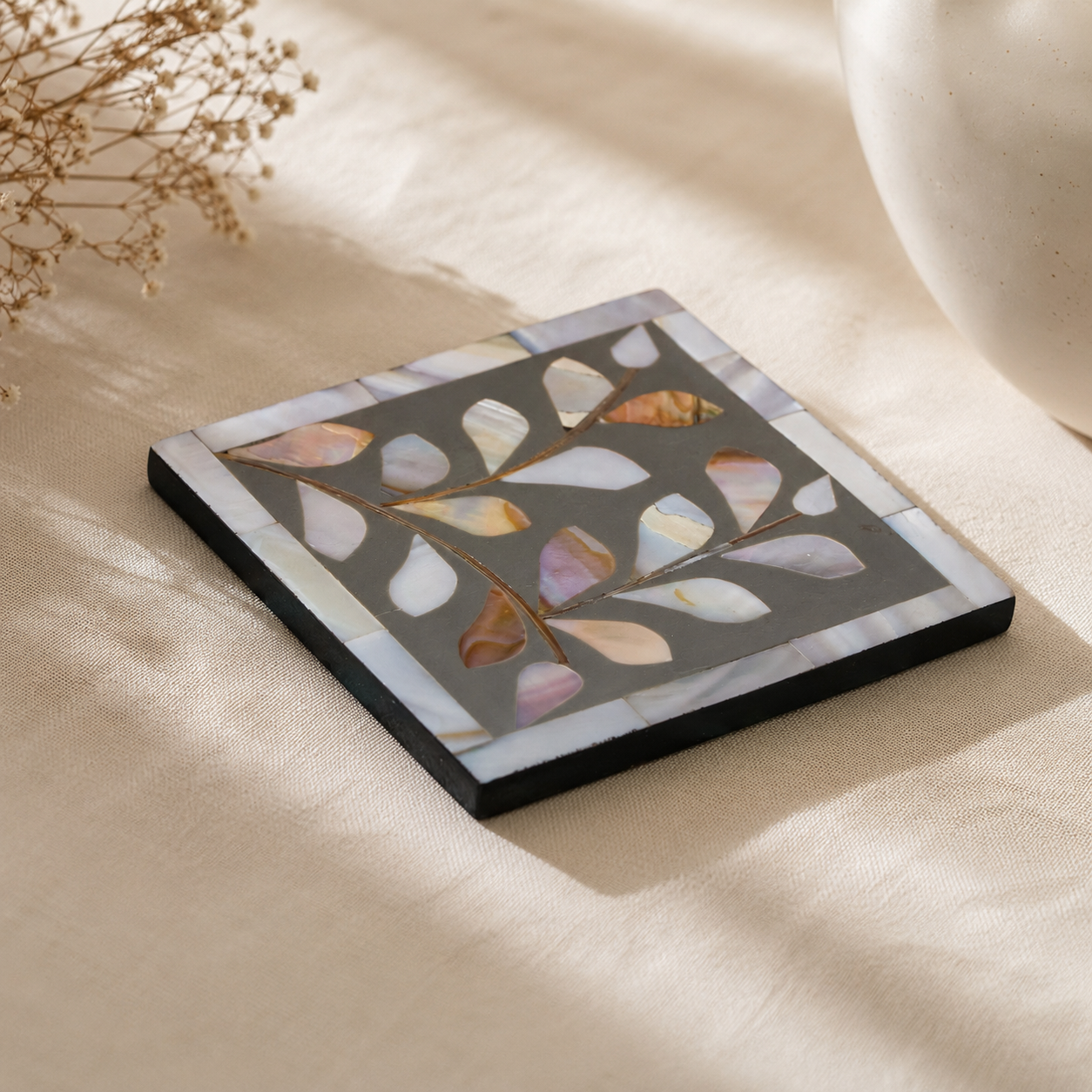 Sage Mother of Pearl Inlay Coaster