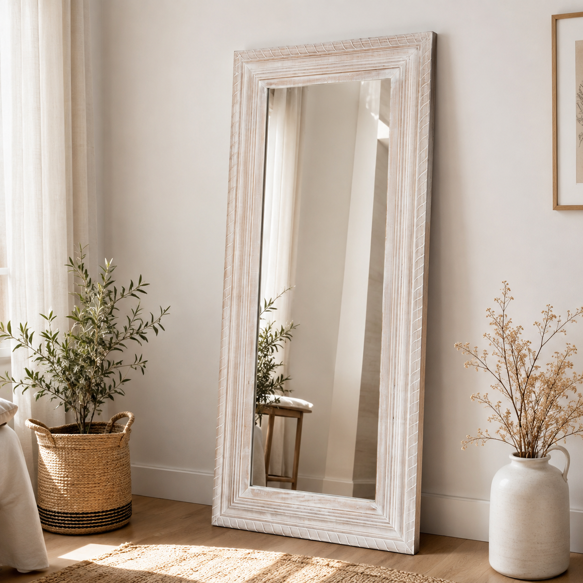 Mika Carved Wooden Mirror