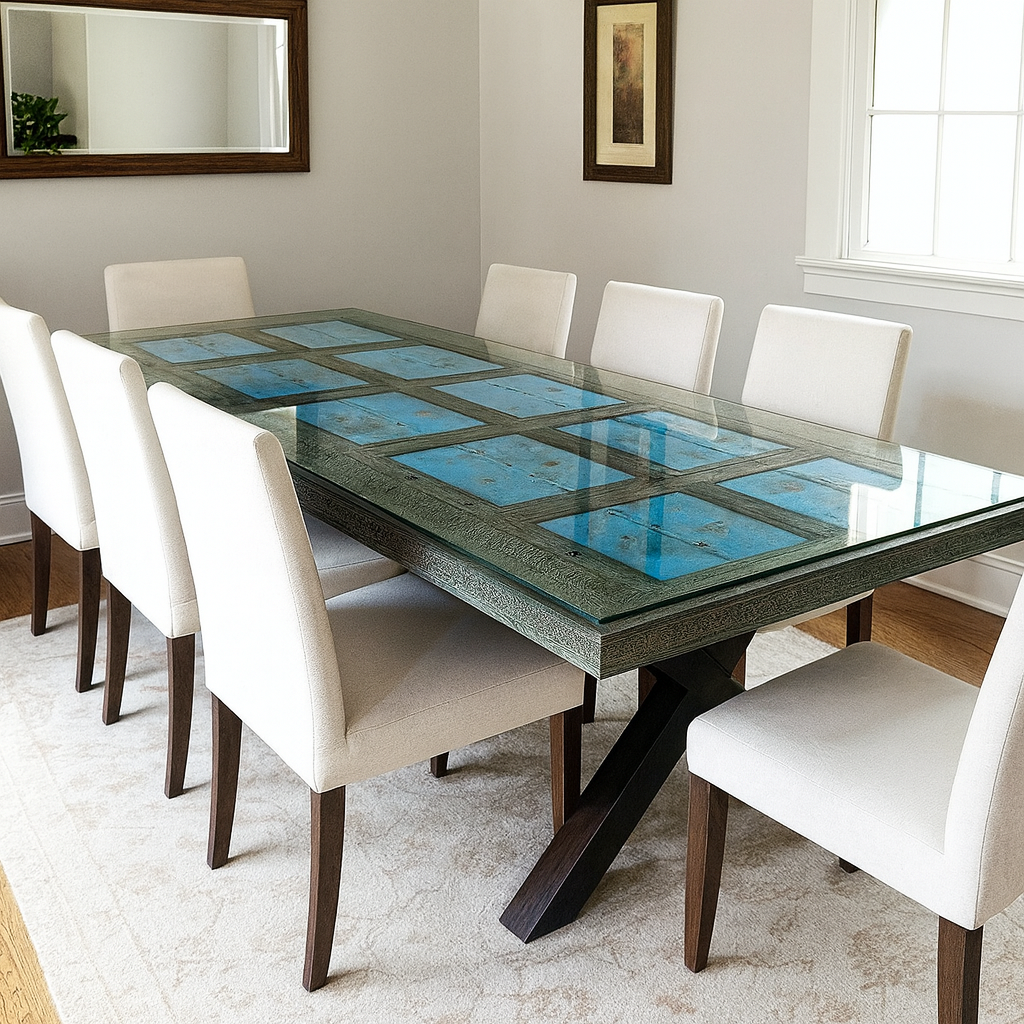 Sherer Hand Carved Wooden Dining Table