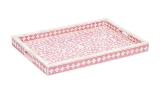 Axel Bone Inlay Tray with Floral Pattern