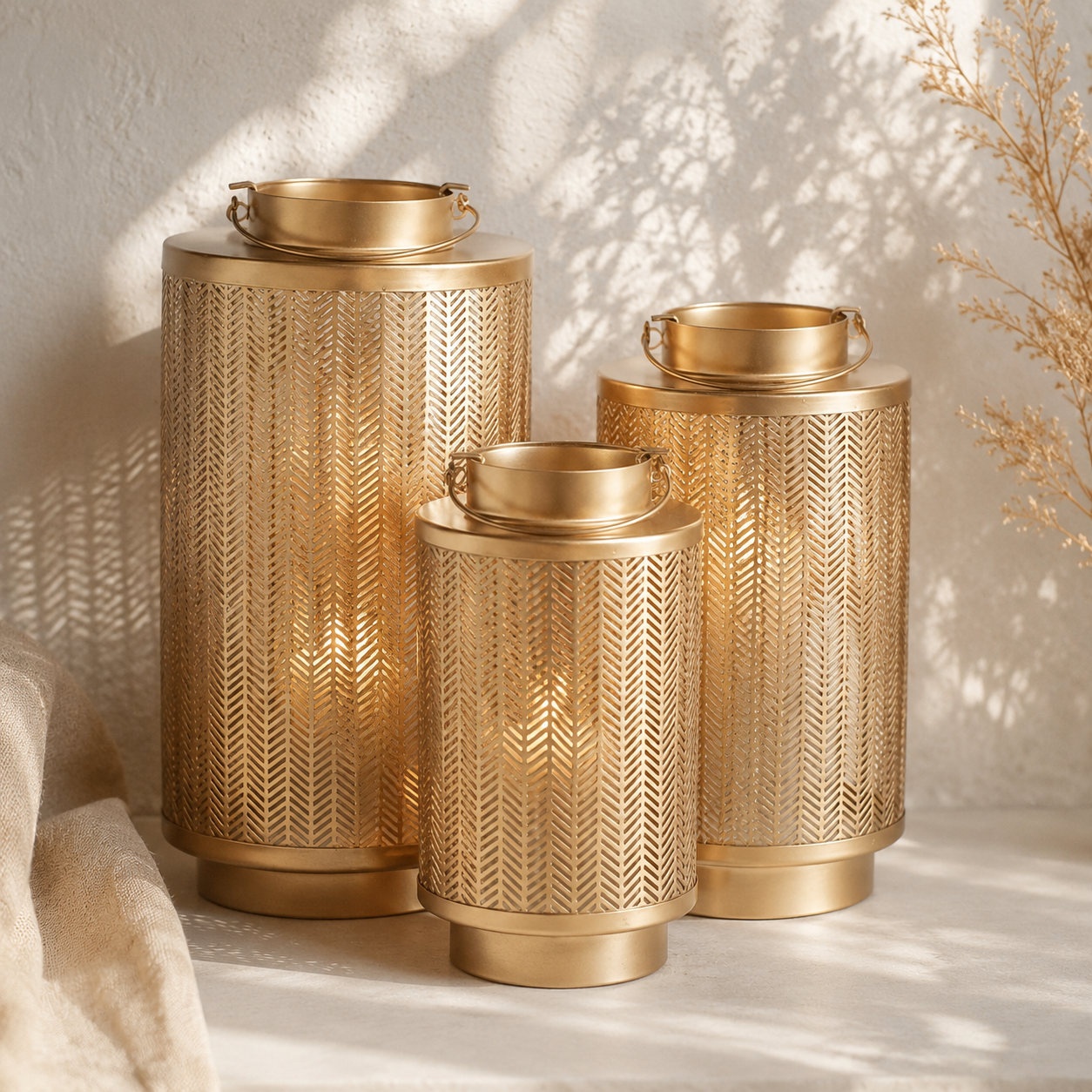 Amelia Gold Finish Lantern Set of 3