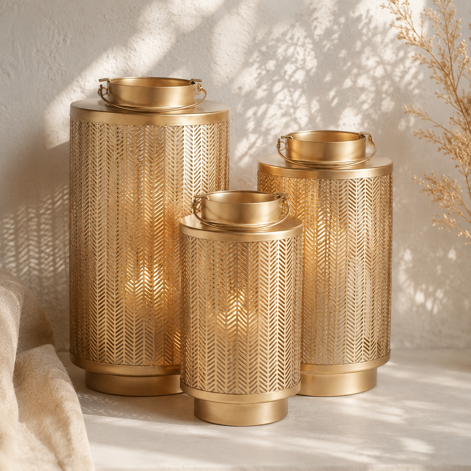 Amelia Gold Finish Lantern Set of 3