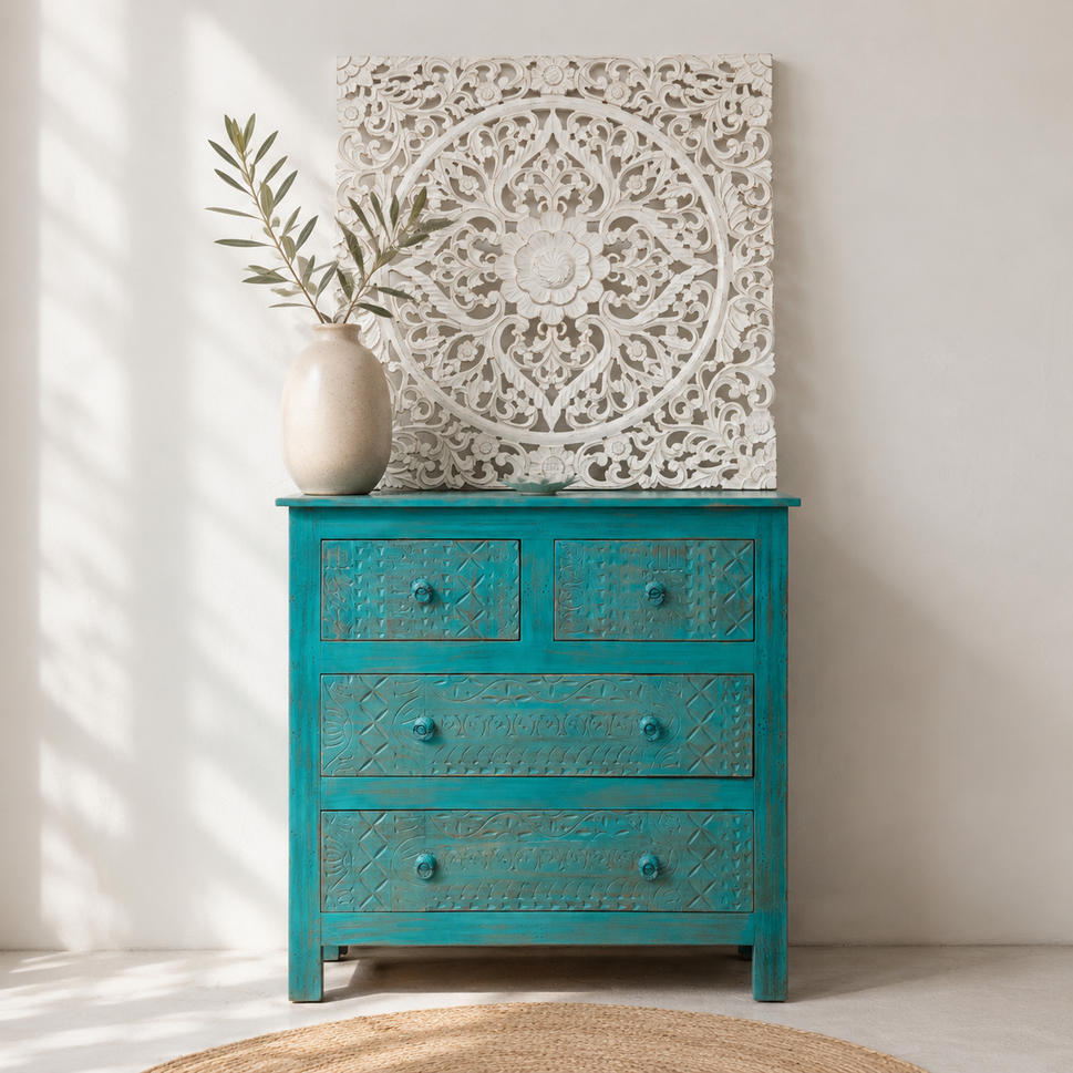 Aurin Carved Wooden Chest of Drawer