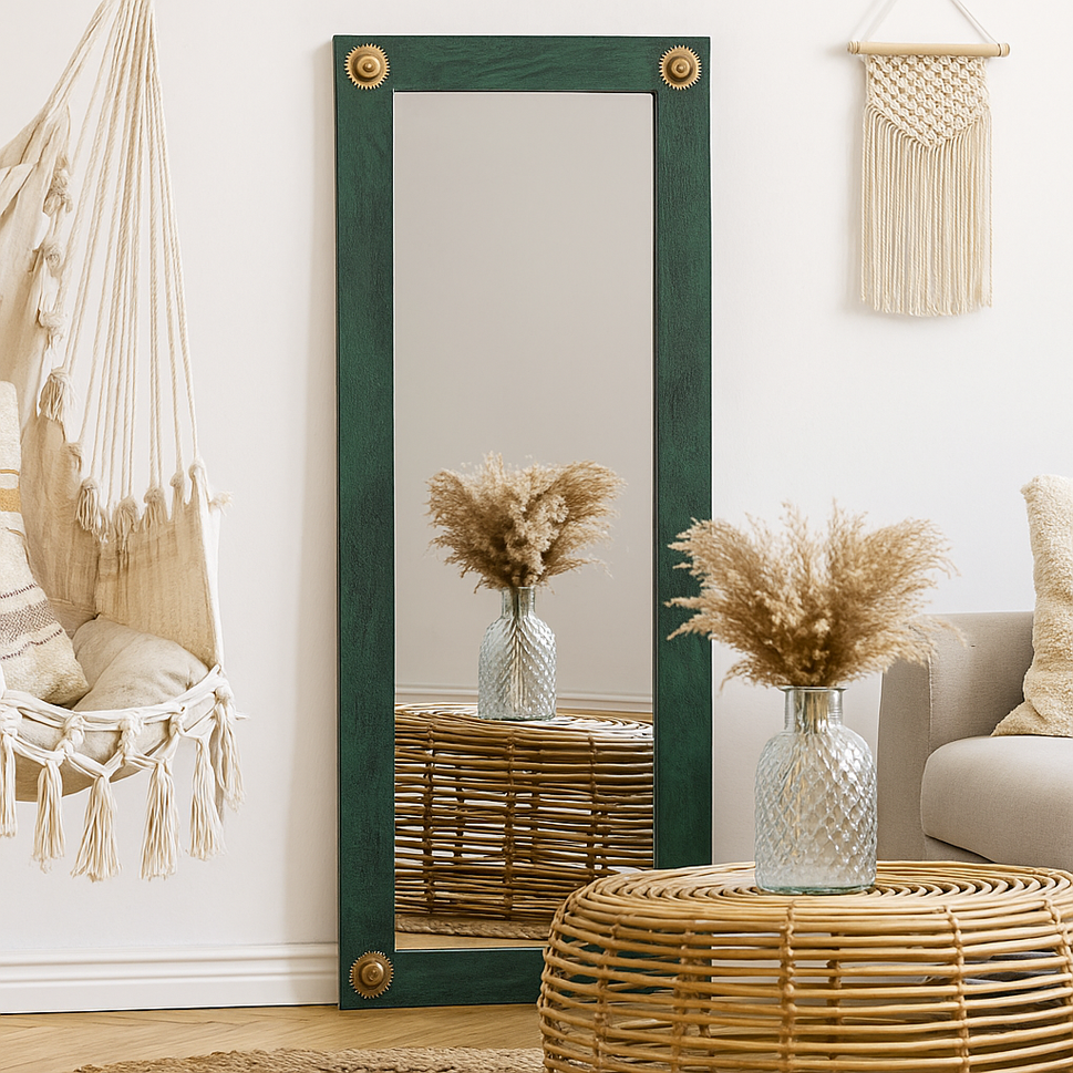 Rina Hand Carved Wooden Mirror