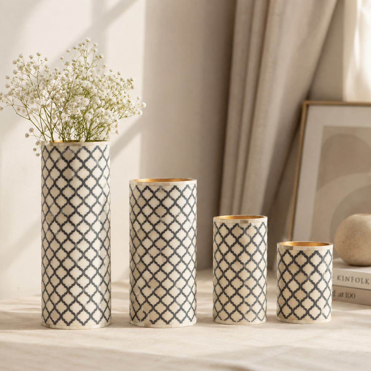 Simmy Bone Inlay Flower Vase