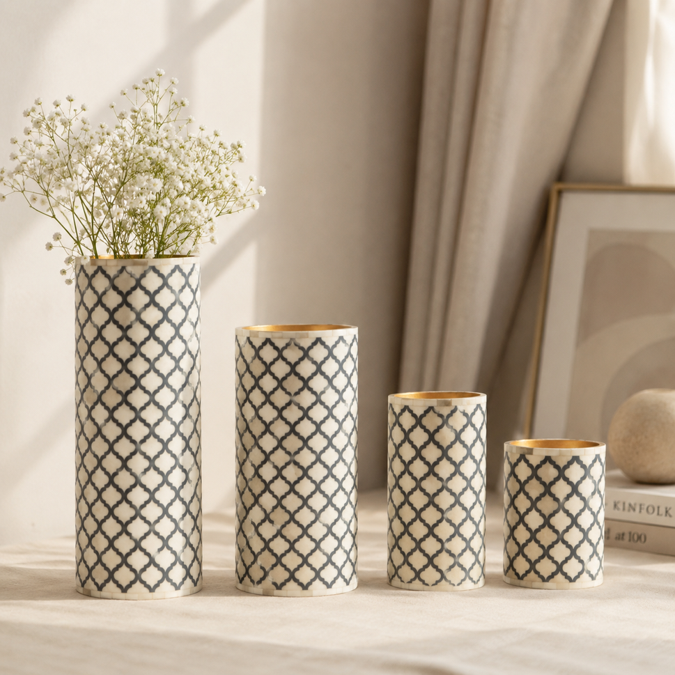 Simmy Bone Inlay Flower Vase