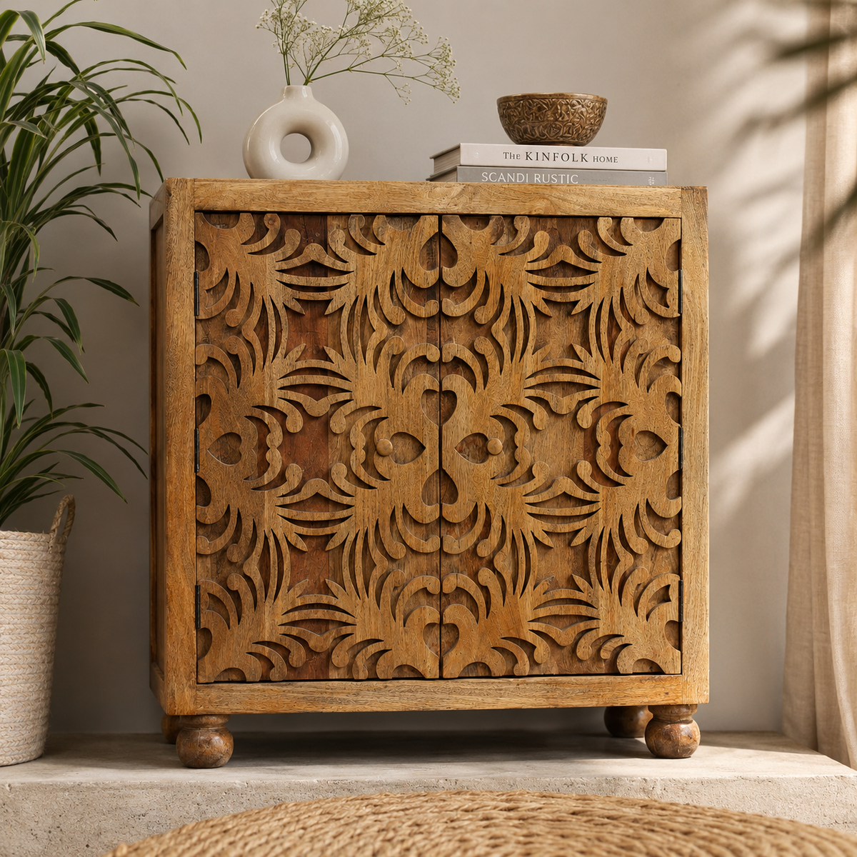 Laurie Carved Wooden Cabinet