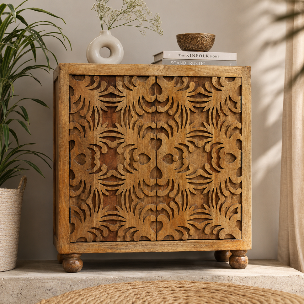 Laurie Carved Wooden Cabinet
