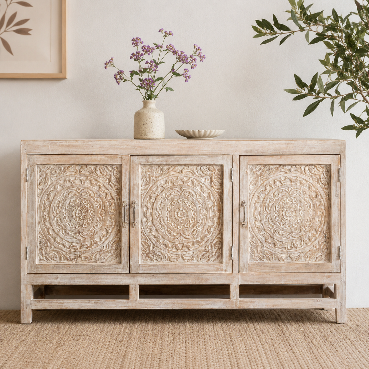 Douglas Hand Carved Wooden Buffet