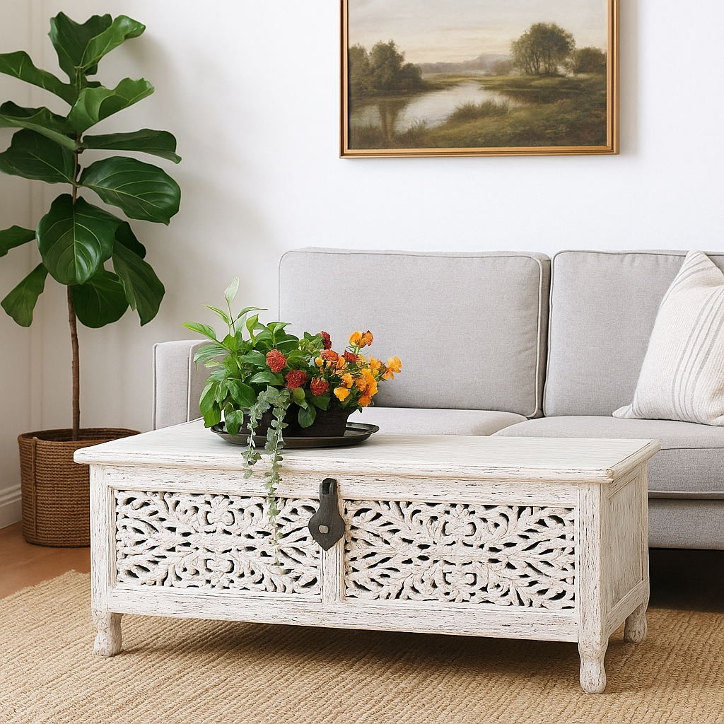 Abraham Carved Storage Trunk