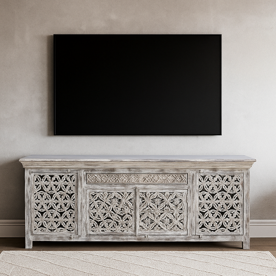 Eva Hand Carved Wooden TV Cabinet