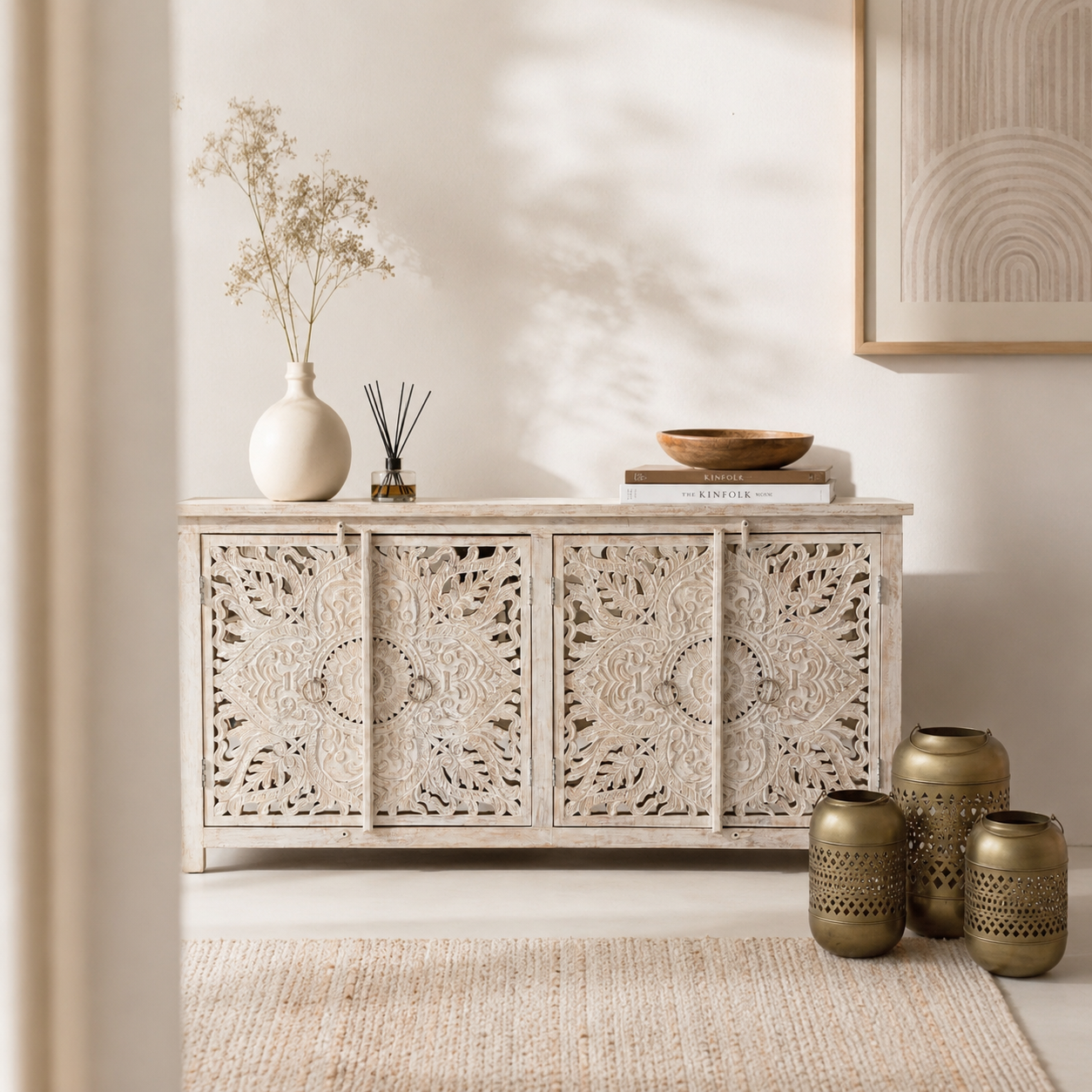 Alia Hand Carved Wooden Sideboard