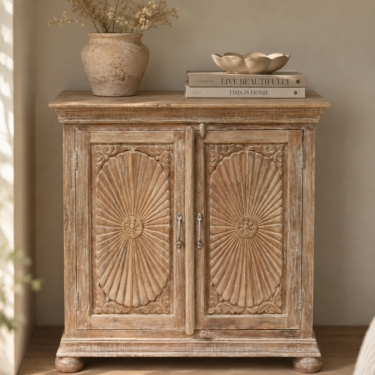 Rainne Wooden Carved Cabinet