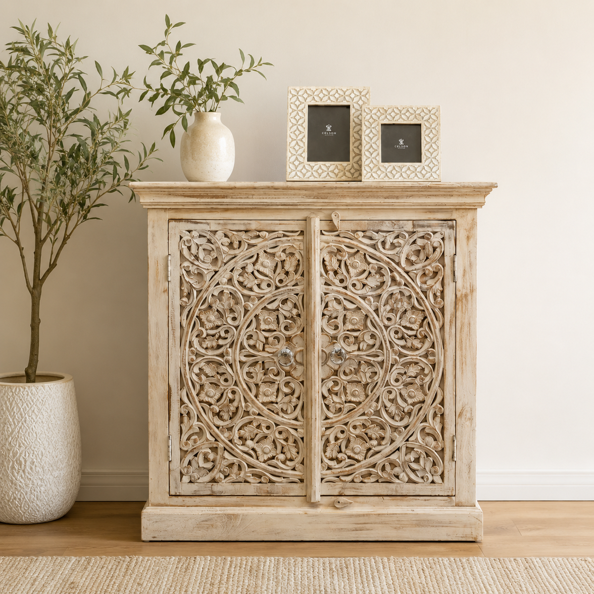 Russel Carved Wooden Chest