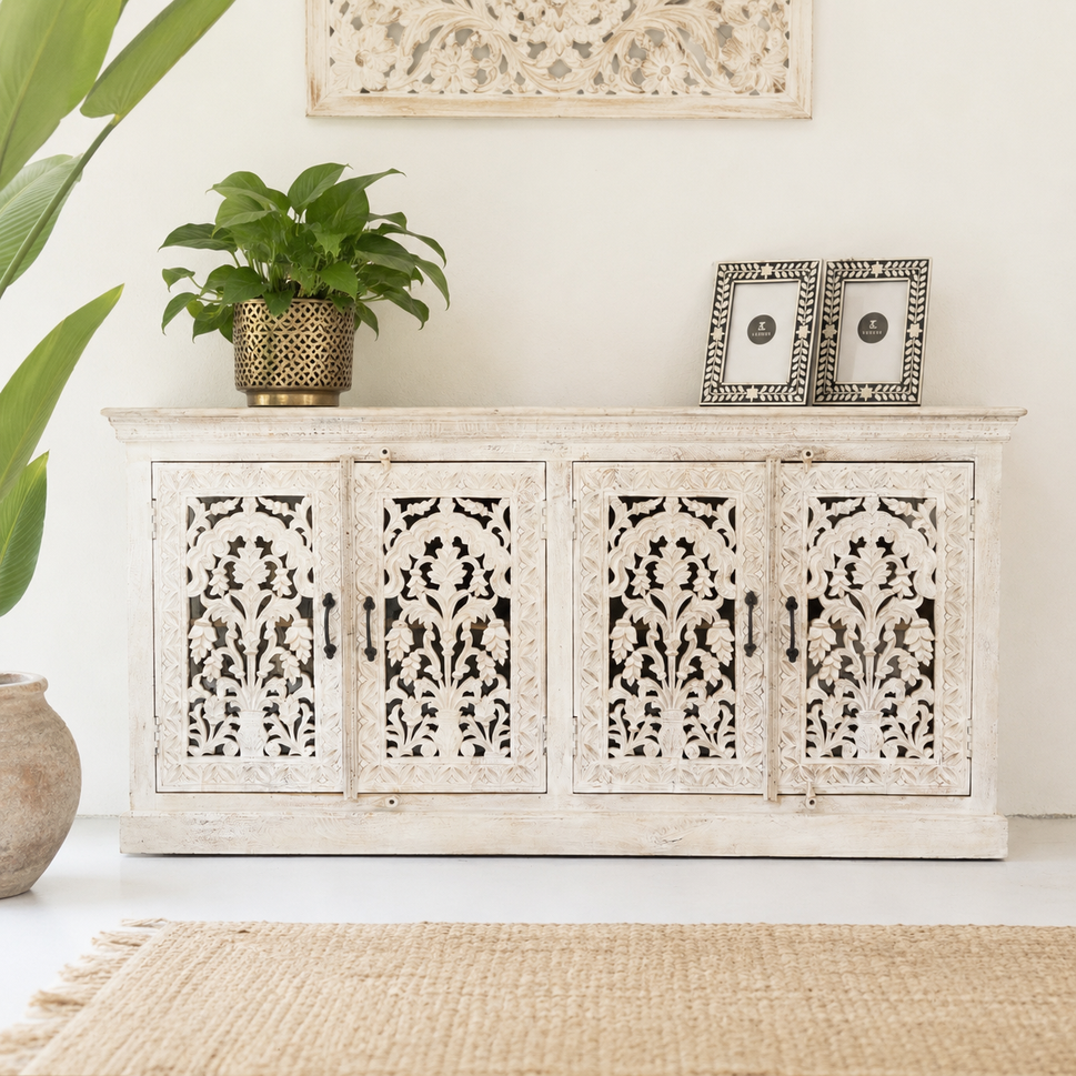 Lisa Hand Carved Wooden Sideboard