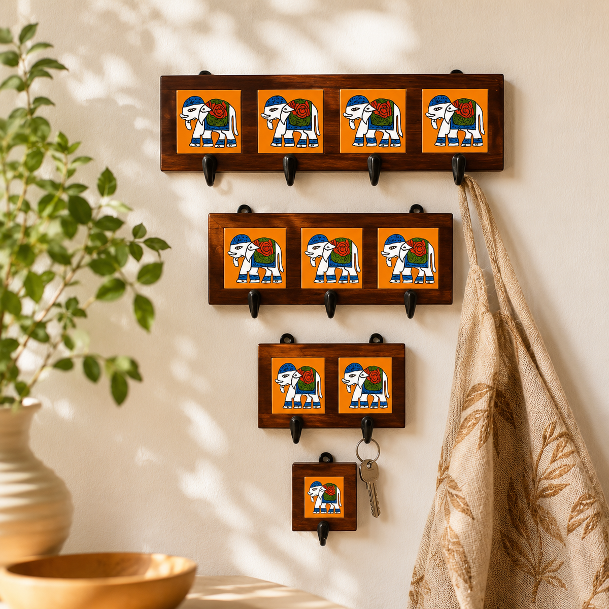 Mark Tile Wooden Wall Hanging Set of 4