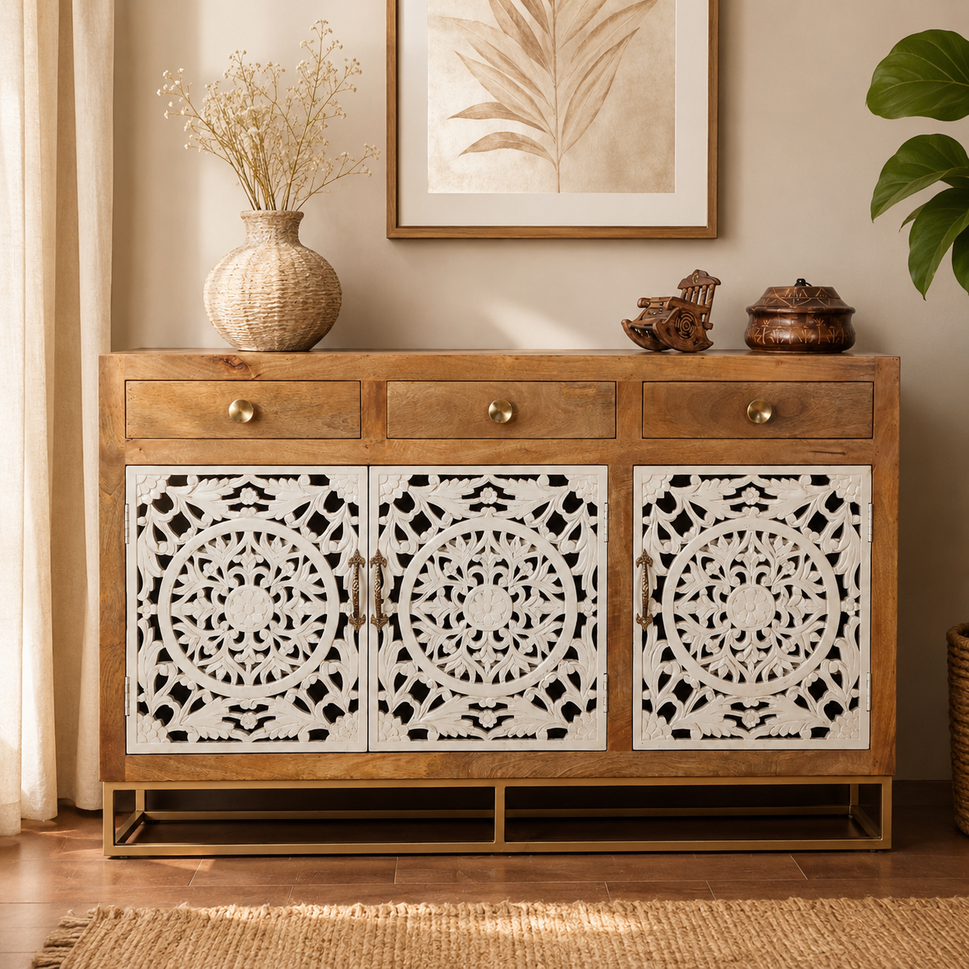 Joseph Carved Wooden Sideboard