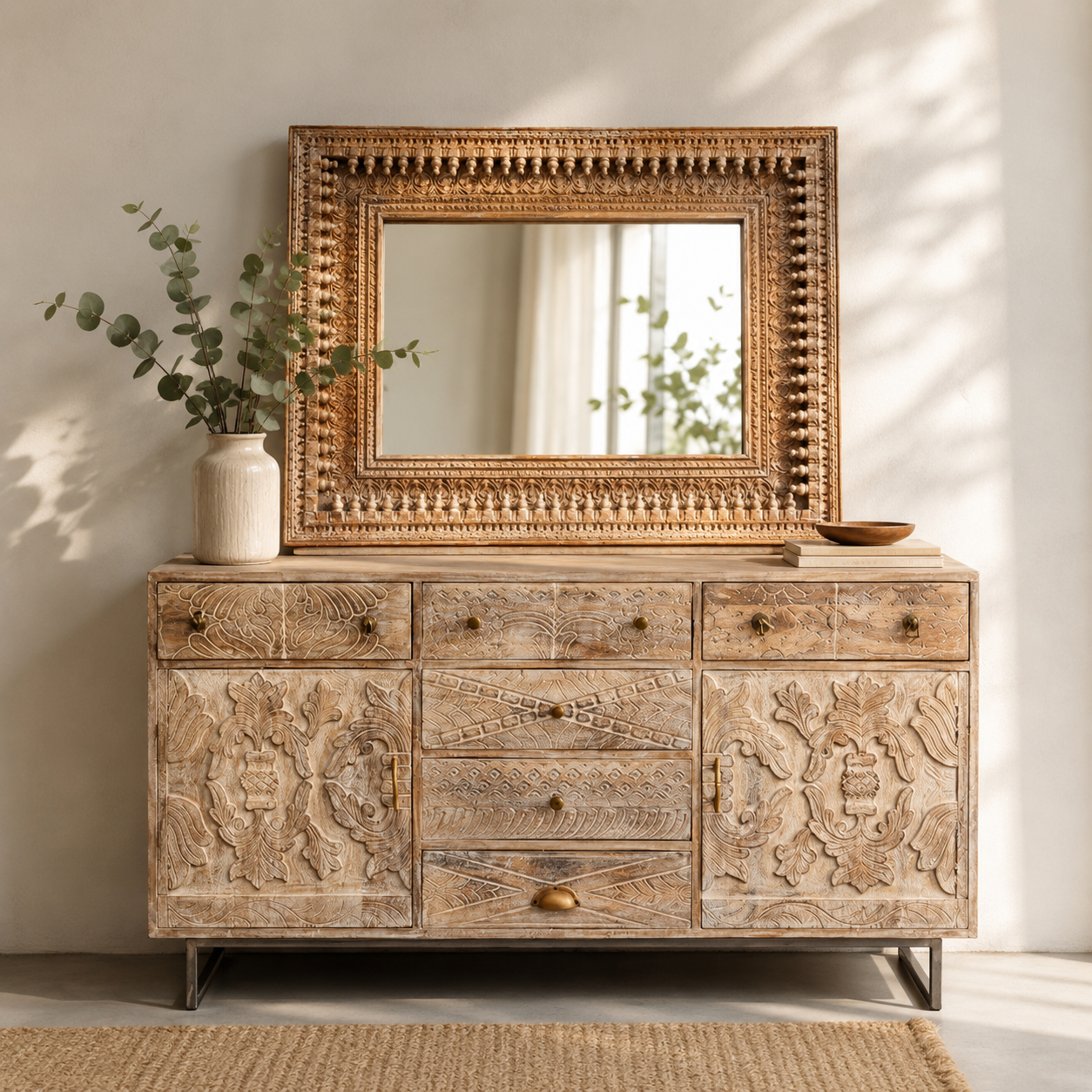 Rianna Hand Carved Side Board