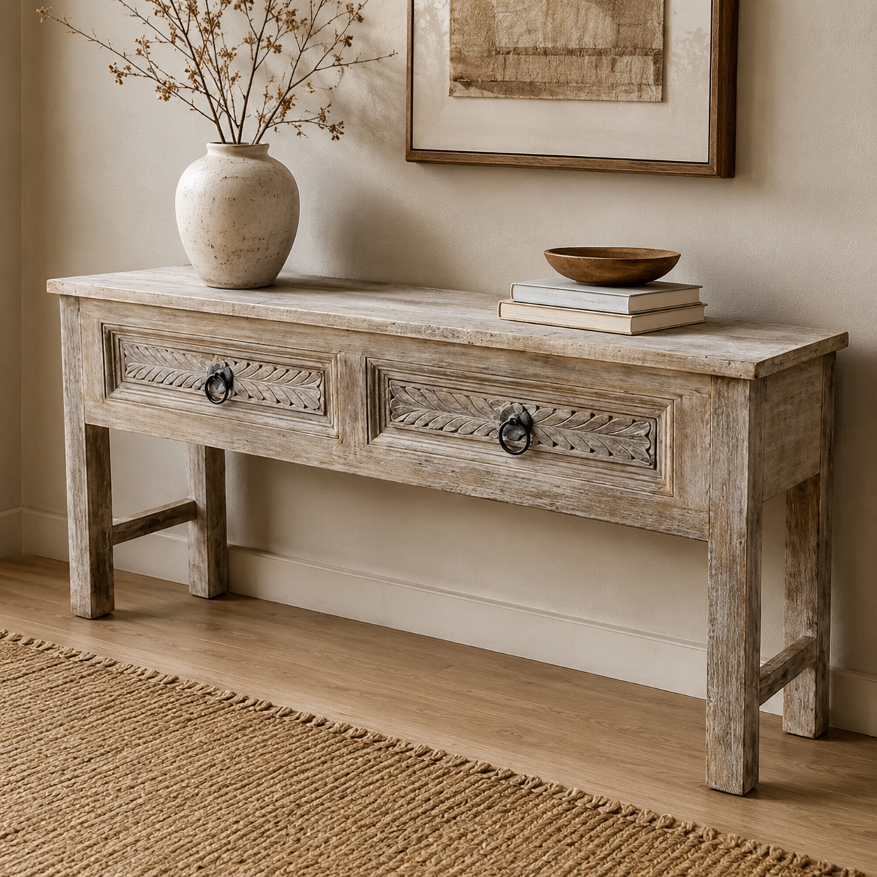 Shray Wooden Hand Carved Console Table