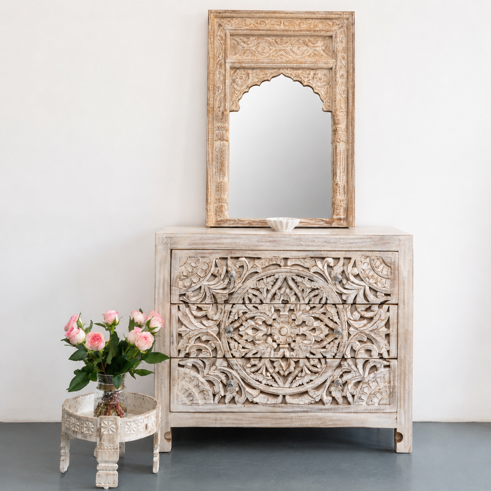 Kate Carved Wooden Chest of Drawer
