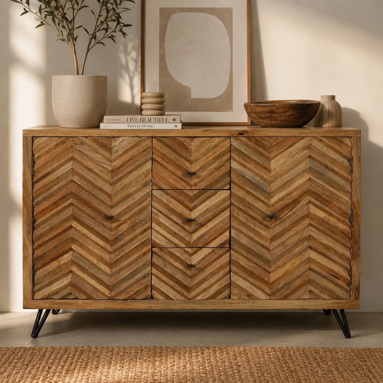Ursula Carved Wooden Sideboard