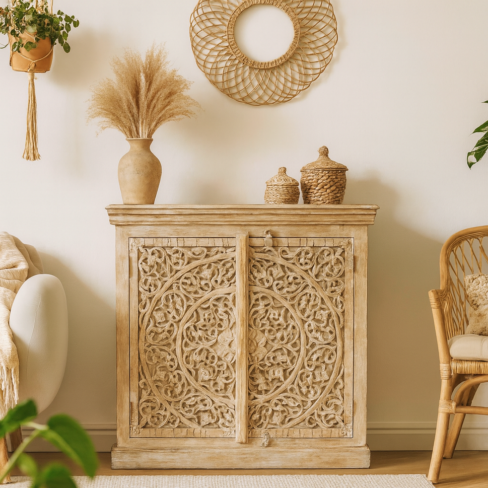 Russel Carved Wooden Chest