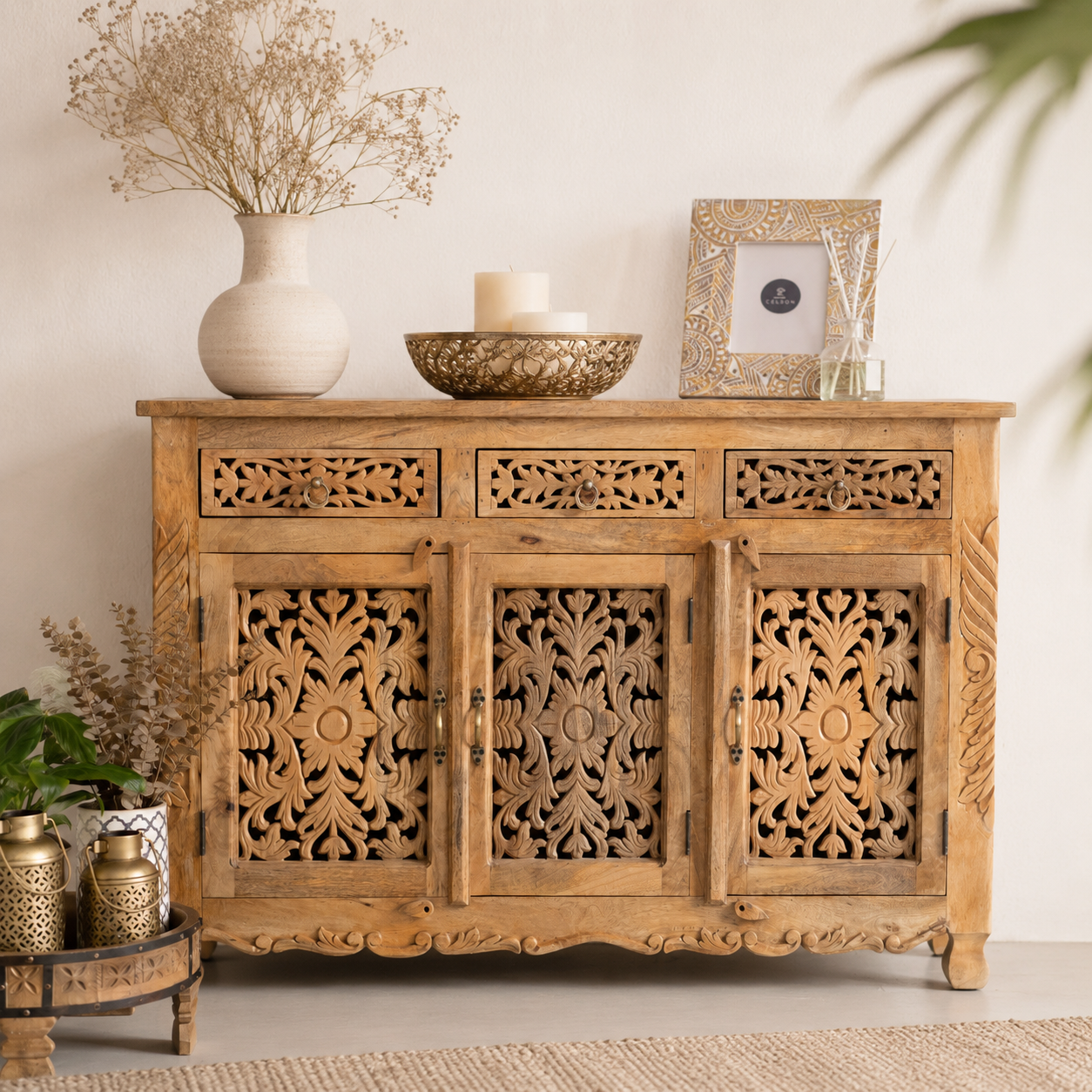Rani Hand Carved Wooden Sideboard