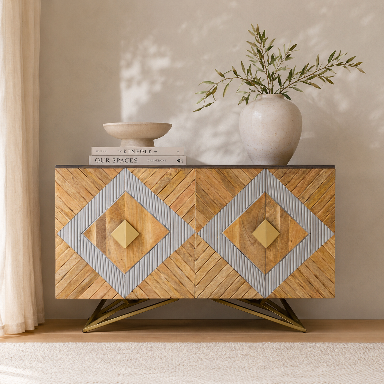 Yashu Hand Carved Wooden Sideboard