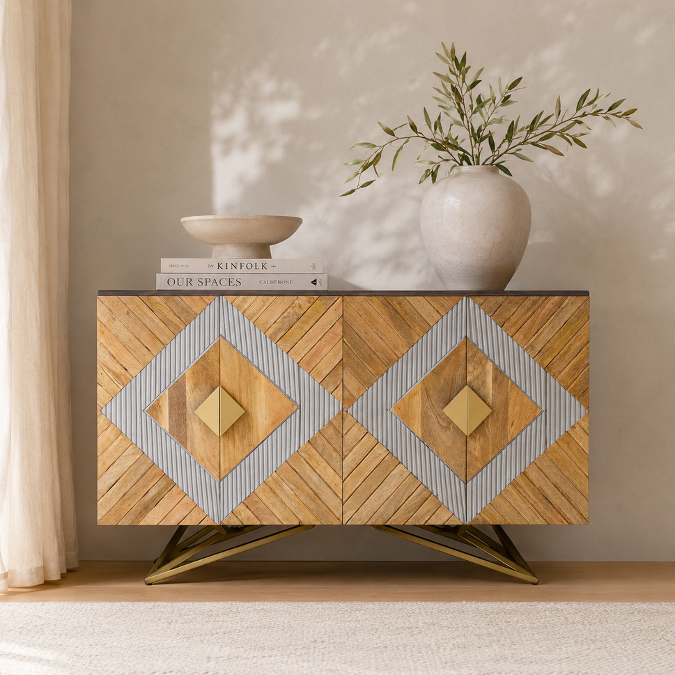 Yashu Hand Carved Wooden Sideboard