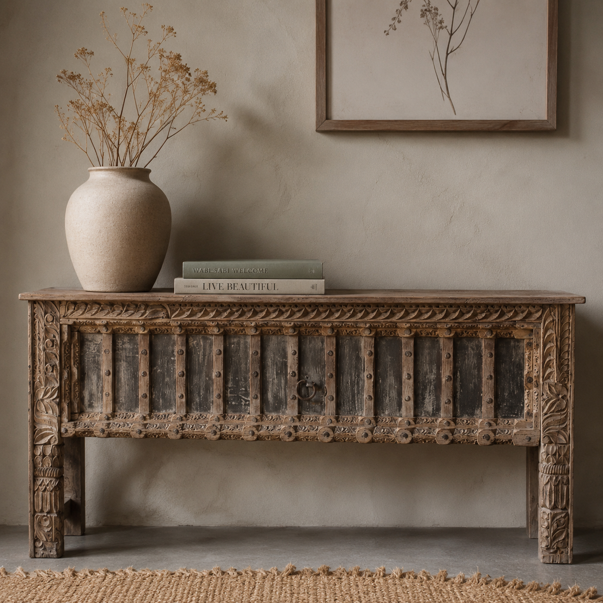 Chiranjeev Wooden Hand Carved Console Table
