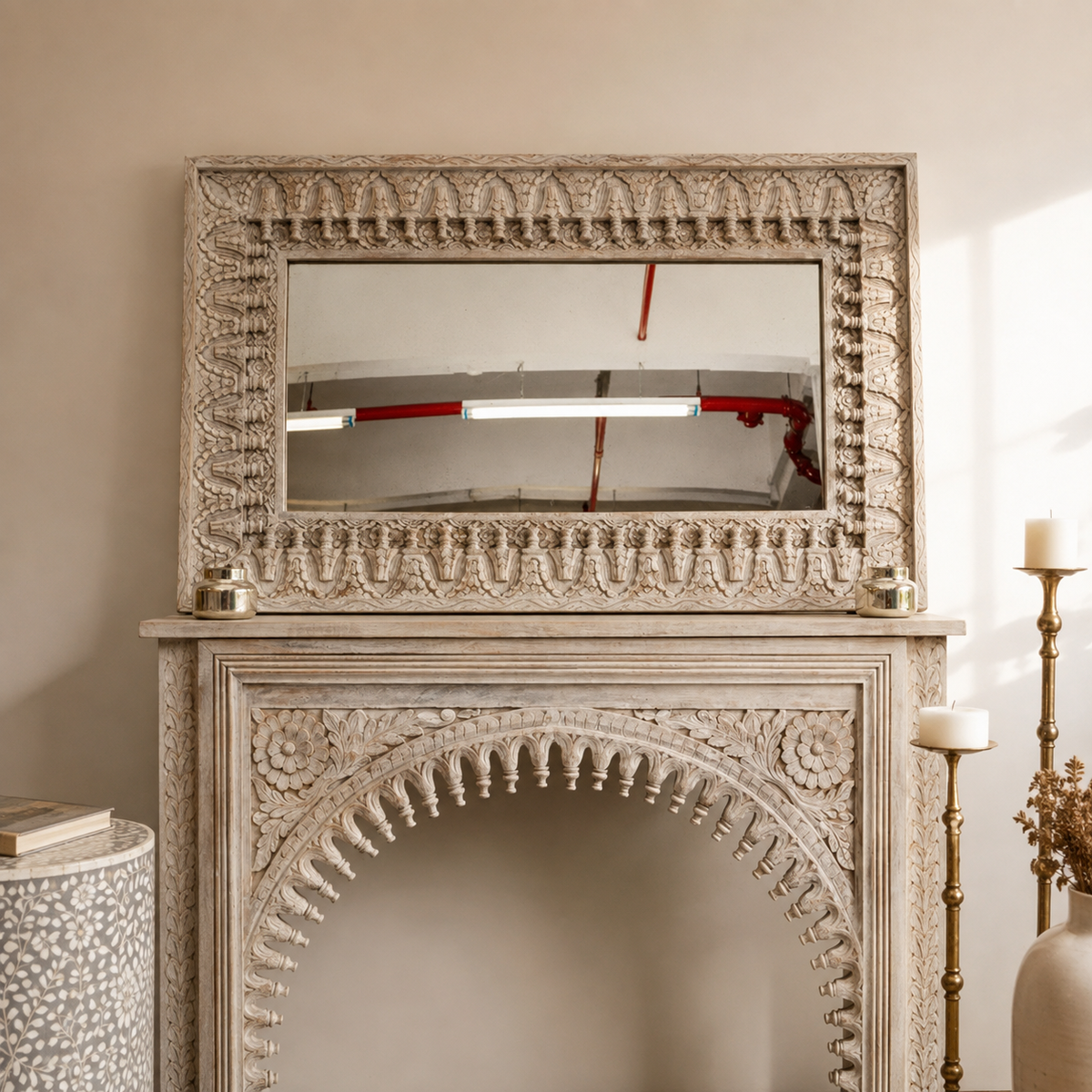 Hazzan Hand Carved Window Mirror
