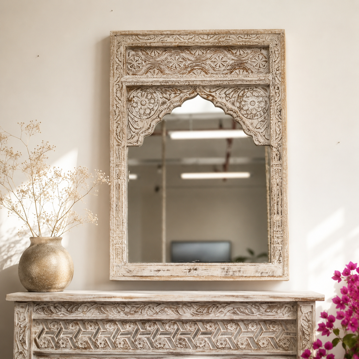 Mohan Hand Carved Wooden Mirror