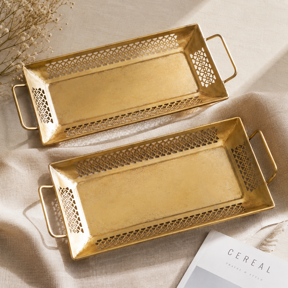 Aura Brass Finish Tray