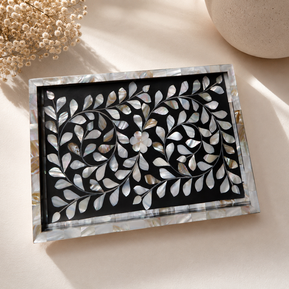 Jade Mother of Pearl Inlay Tray