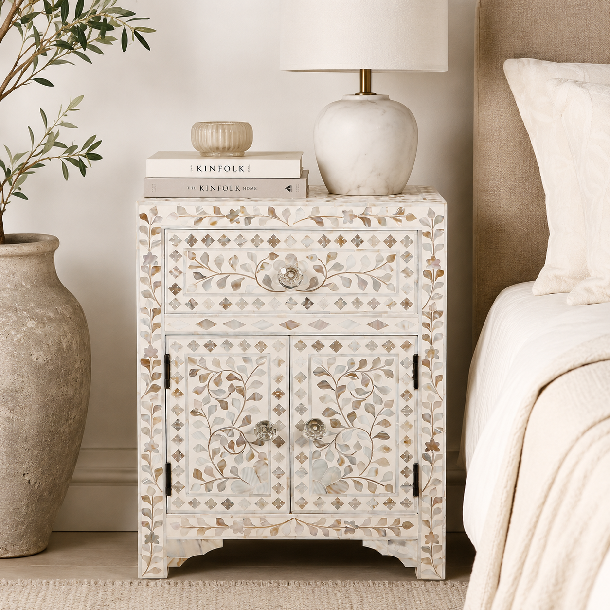Fiona Mother of pearl Inlay Bedside