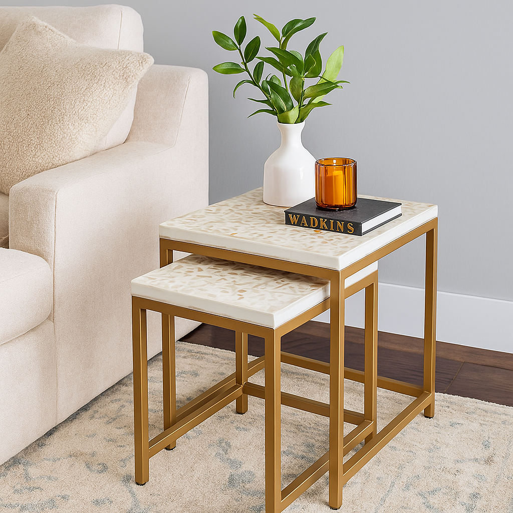 Lily Mother Of Pearl Inlay Nesting Tables
