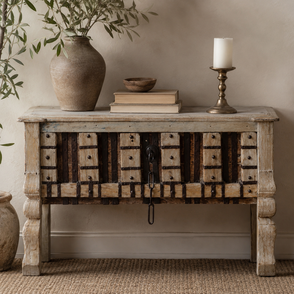 Saina Hand Carved Wooden Console Table