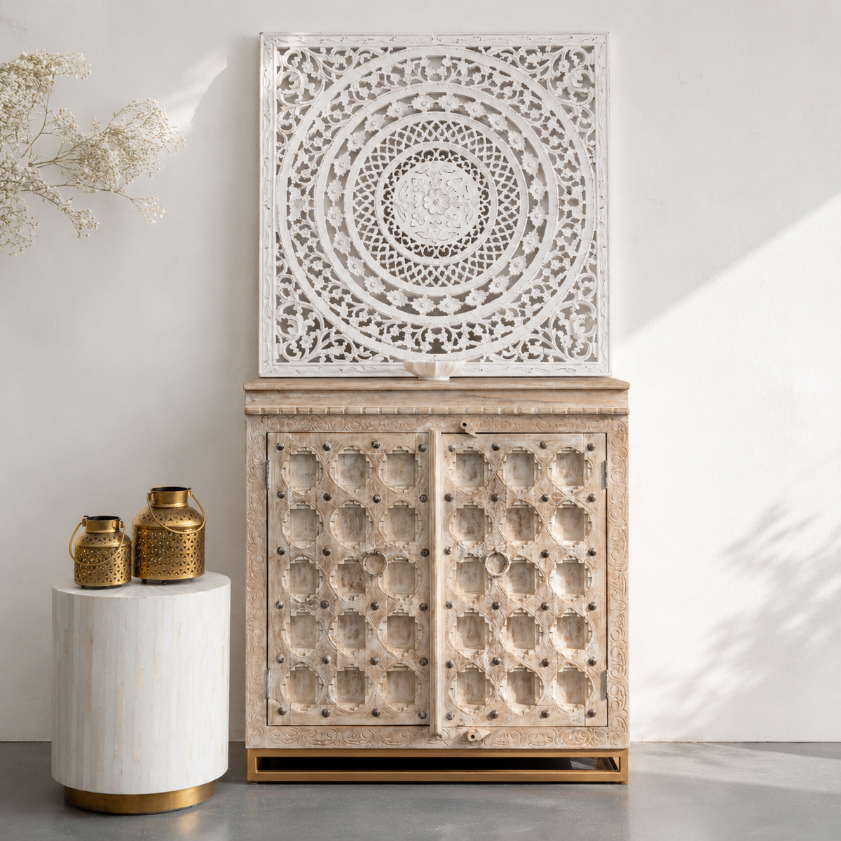 Emma Carved Wooden Cabinet