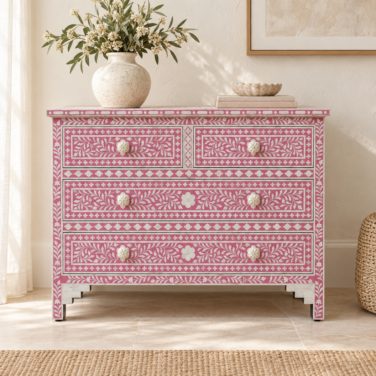 Biel Bone Inlay Chest of Drawer