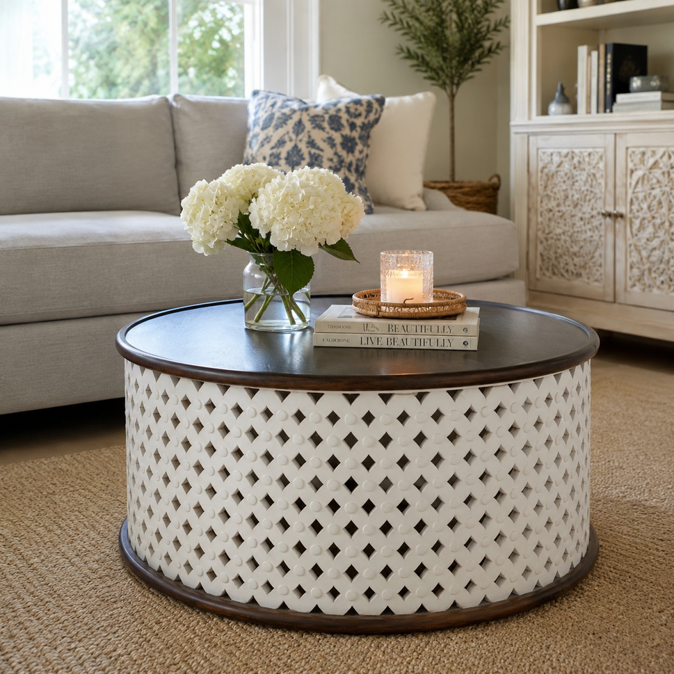 Paloma Carved Wooden Coffee Table