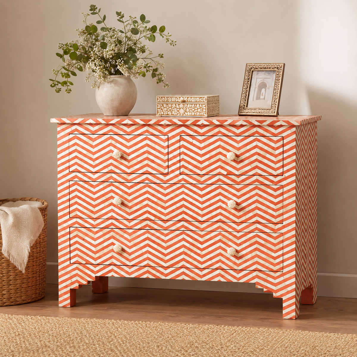 Calynn Bone Inlay Chest of Drawer