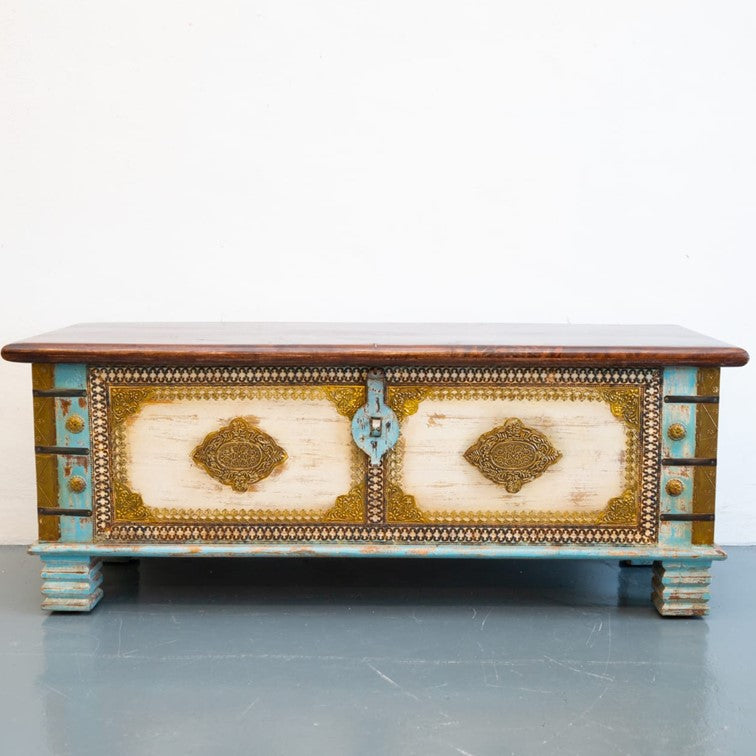 Gary Carved Wooden Storage Trunk
